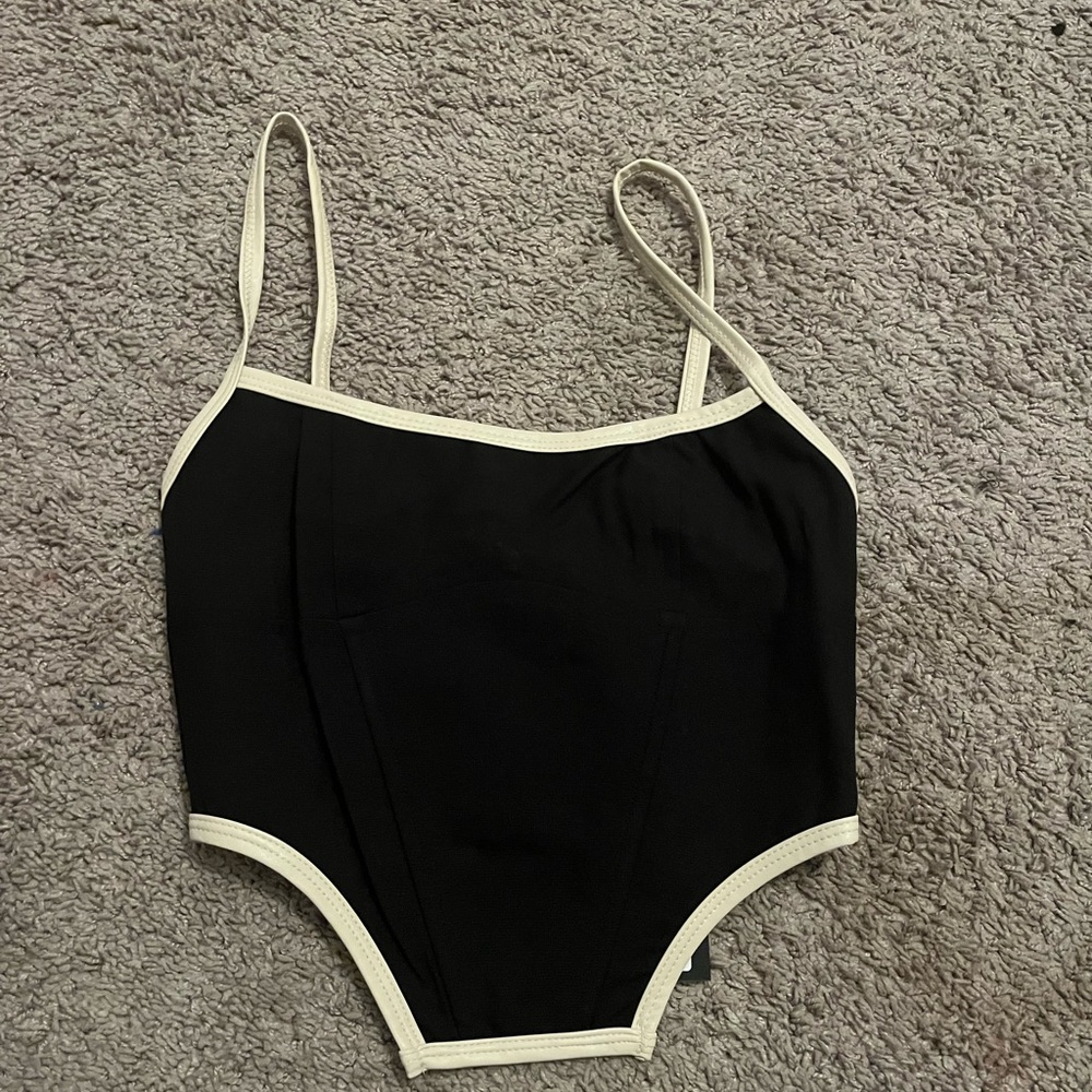 white fox black corset NWT